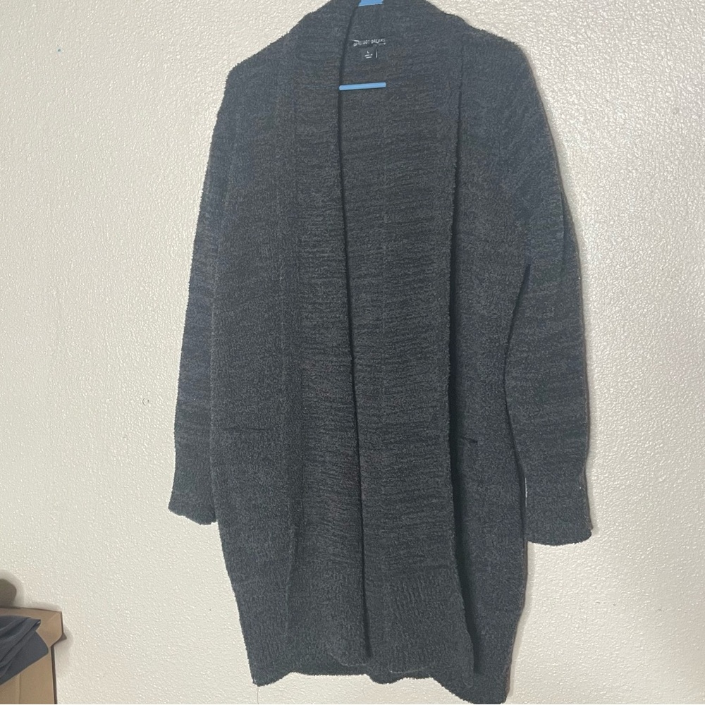 Barefoot Dreams Black & Gray Polyester Boucle Cardigan Size Large A13